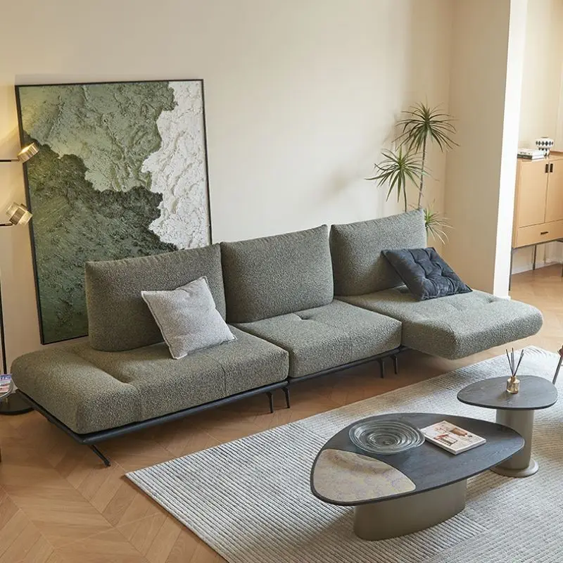 Italian fabric sofa minimalist living room 2025 new home straight row multi-functional combination sofa