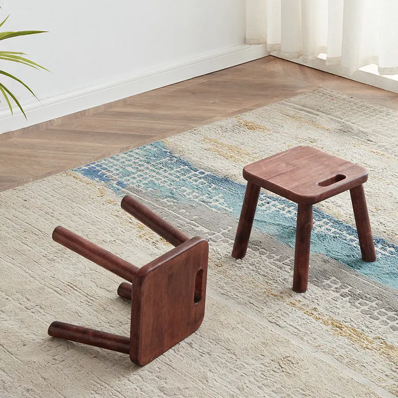 1 solid wood small square stool, portable solid wood low stool.