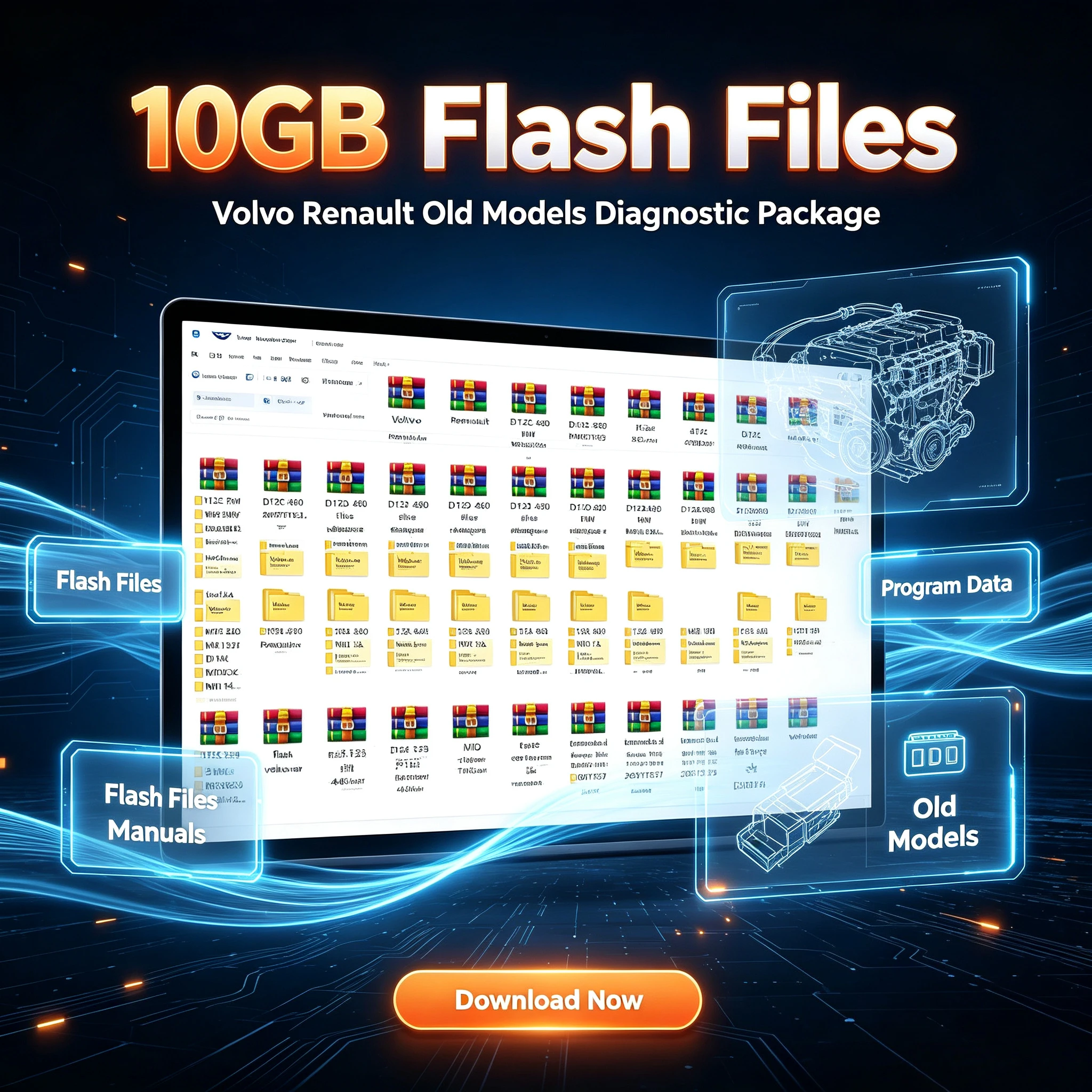 10GB Flash Files for VolvTrucks for Renault TRUCKS Newest Flash Files 10GB with Install Video Guide