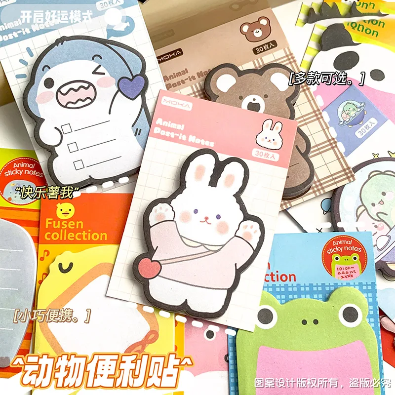 Imagem -02 - Cute Animal Cartoon Memo Pad Escrita Decorativa Notepad Kawaii Coelho Vaca Urso Sticky Notes Papelaria da Escola Infantil 10 Pcs por Lote