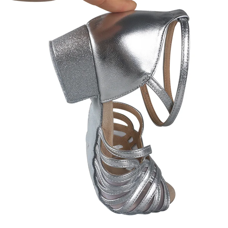Venus Lure Practice Latin Goat Leather Dance Shoe Black Short Square Heel Thick insole Dance Shoes Genuine Leather Soft Sole