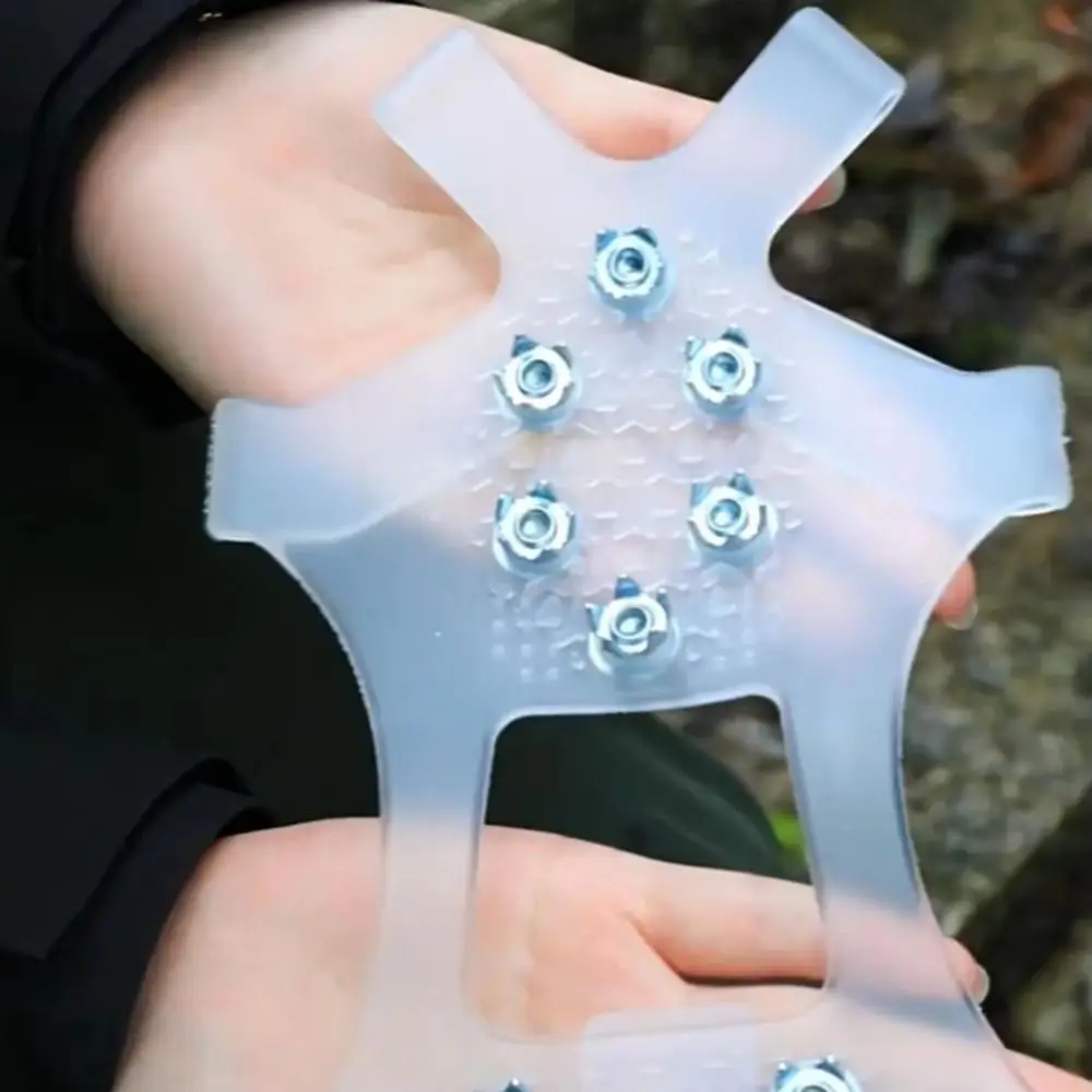 أغطية مسامير أحذية مرنة مضادة للانزلاق بـ 10 أسنان، ماسك جليد فولاذي قابل للتمدد، ماسك ثلج، مشابك تسلق