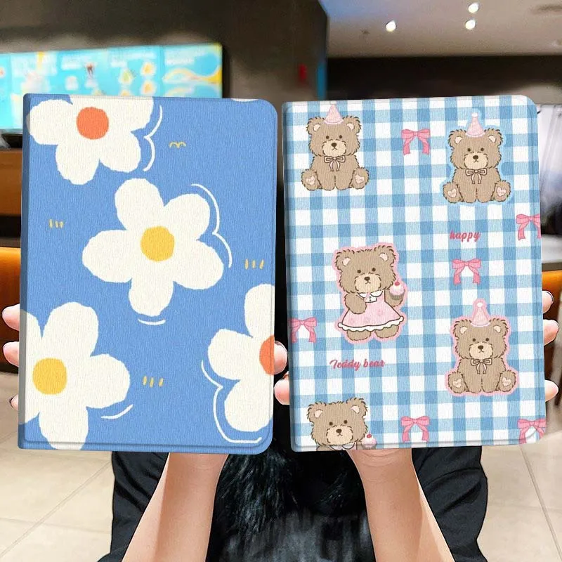 

Cartoon White Flower Blue Gift Tablet Case For Lenovo Xiaoxin Legion Pad Tab Pro GT Y700 Gen4 2 11 P11 M10 K10 3rd Plus Gen