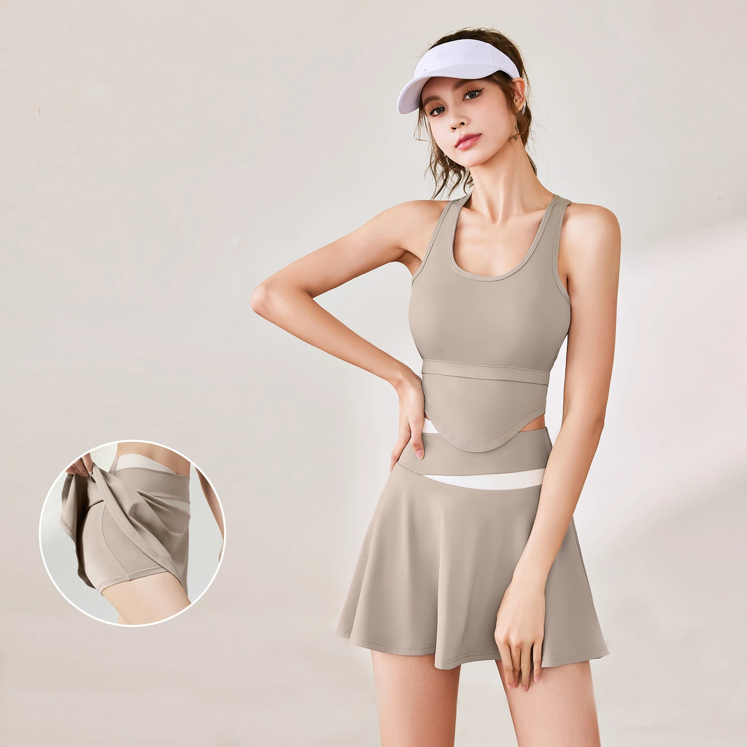 Traje de tenis para mujer, chaleco Sexy, Top acolchado, falda deportiva para playa, pádel, ropa deportiva para correr, chándal para gimnasio, novedad de 2024