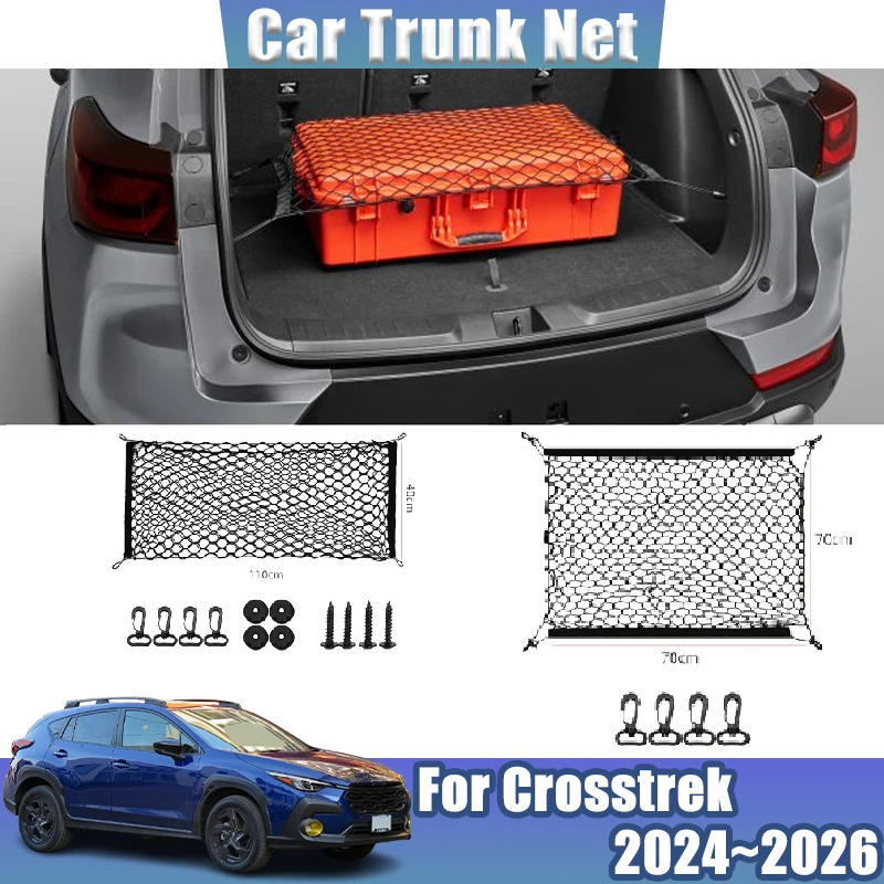 

For Subaru Crosstrek 2024 2025 2026 MK3 GU Auto Black Mesh Nylon Trunk Net Durable Elastic Luggage Storage Bag Car Accessories