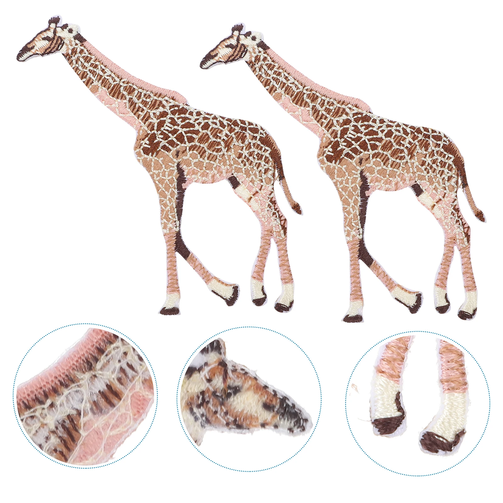 

2 Pcs Giraffe Cloth Patch Clothes Decoration Cartoon Fabric Patches Embroidered Animal