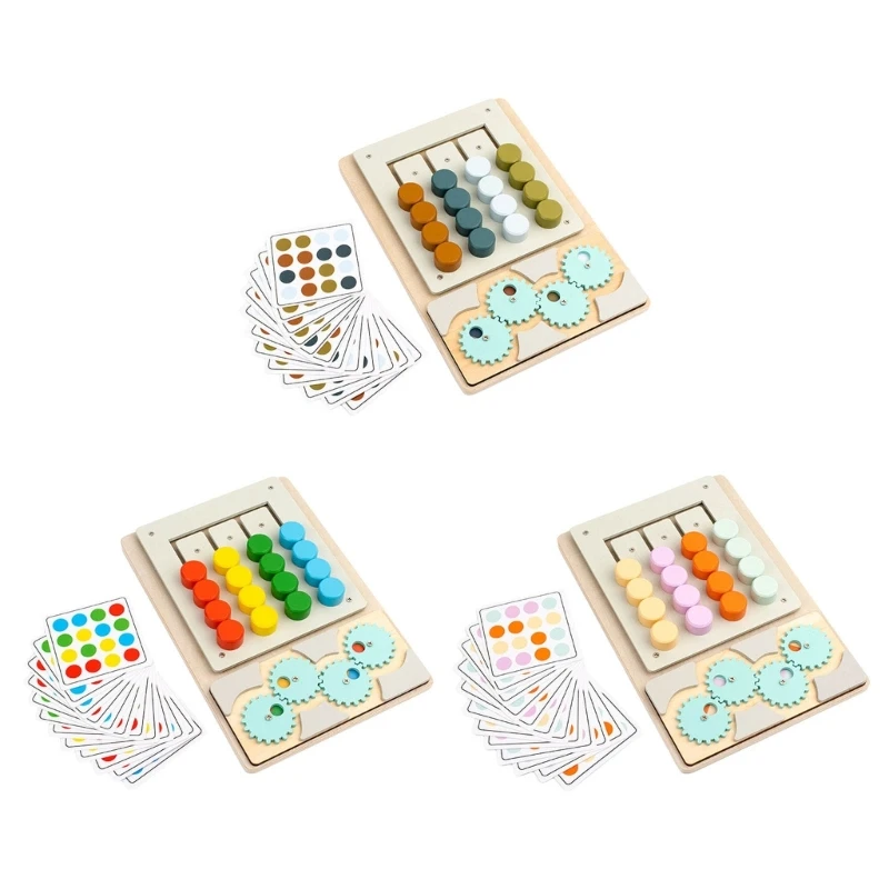 Wooden Sliding Puzzle Toy Color Cognitive Education Toy Children Board Game Toy