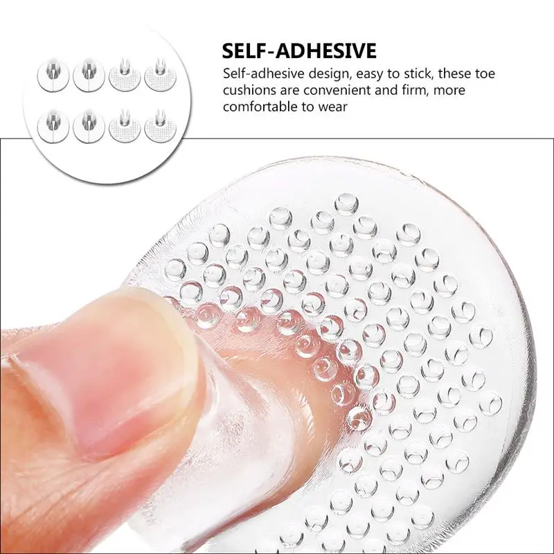 4 Pairs Heel Protector Forefoot Cushions Pain Relief Silicone Pads Anti-slip Shoe Inserts Toe Protectors Pads for Flip-flops