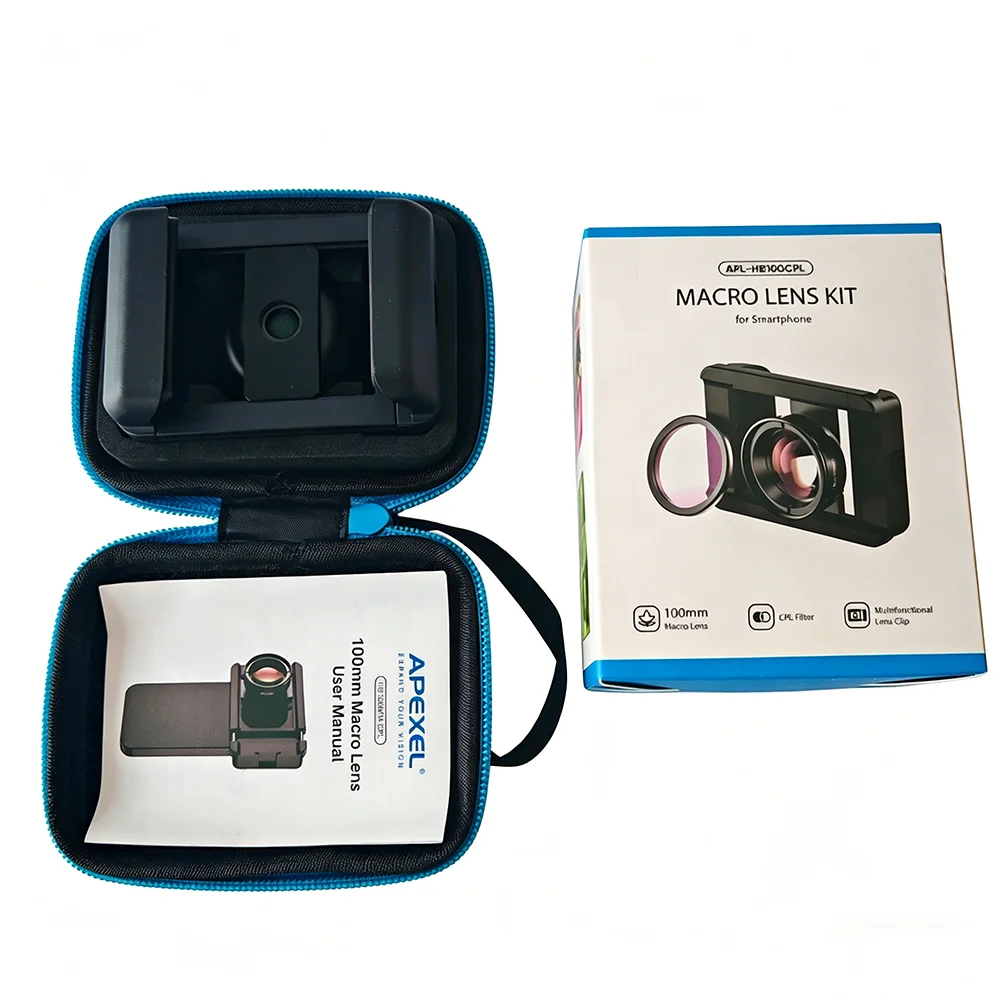 Lente macro de 100 mm para fotografía, fabricada con cristal óptico portátil y filtro CPL, compatible con casi todos los teléfonos inteligentes.