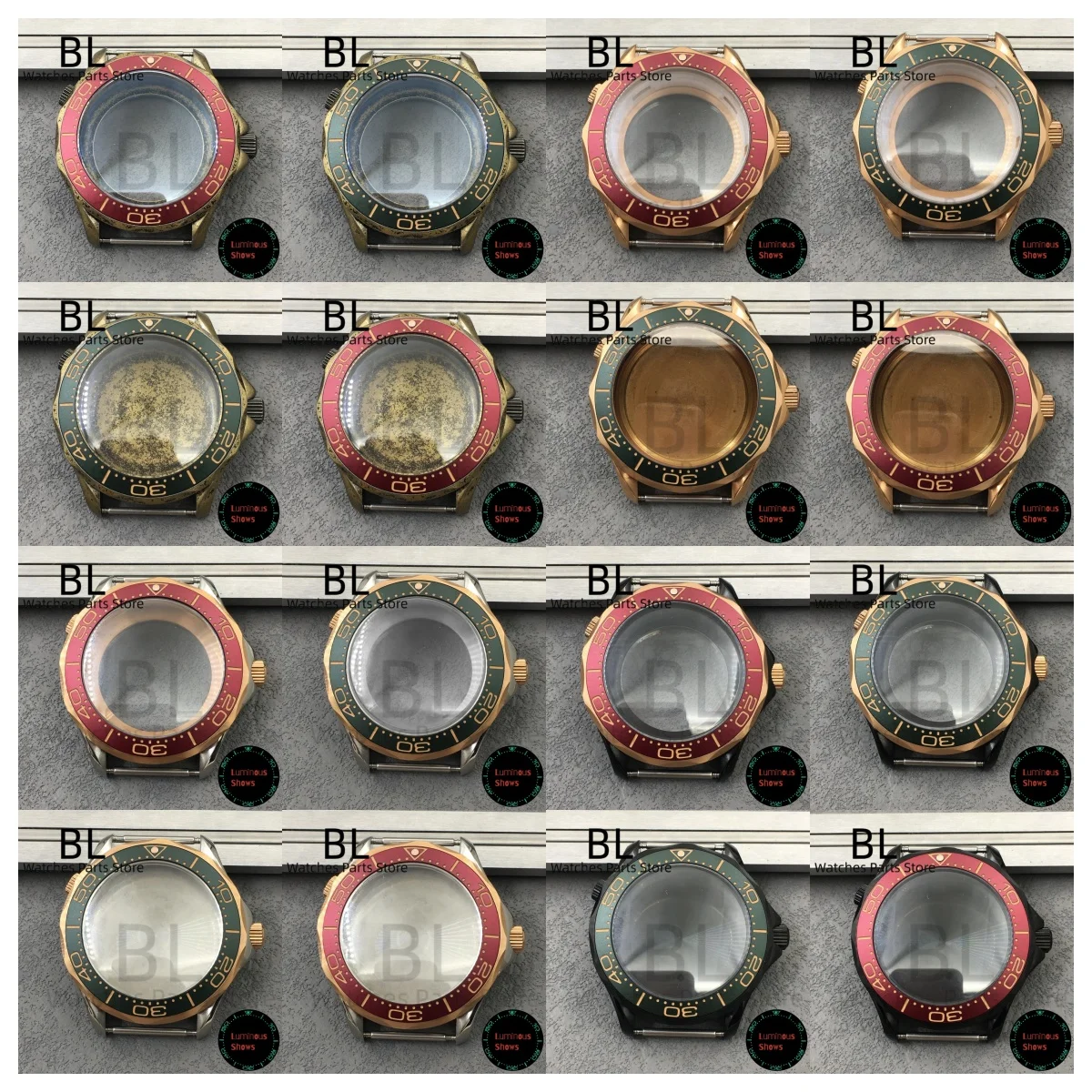 

BLIGER 41 мм NH35 Ретро Бронзовый корпус для часов из розового золота Светящийся бордовый красный винтажный зеленый вставка Куполообразное сапфировое стекло Водонепроницаемый