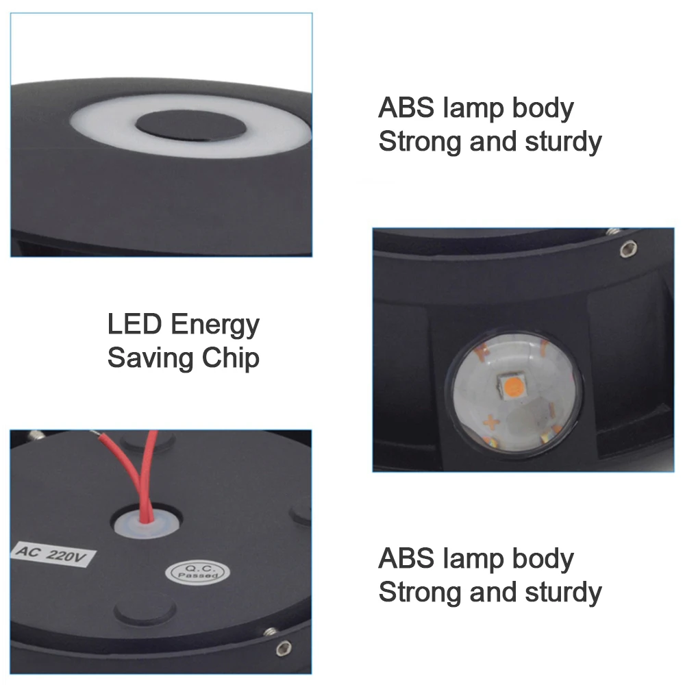 Impermeável LED Lâmpada de parede Circular, Modern Outdoor Jardim Luz, Exterior Porta Luz, Branco Quente, Circular, Pátio, 6000K, 3000K