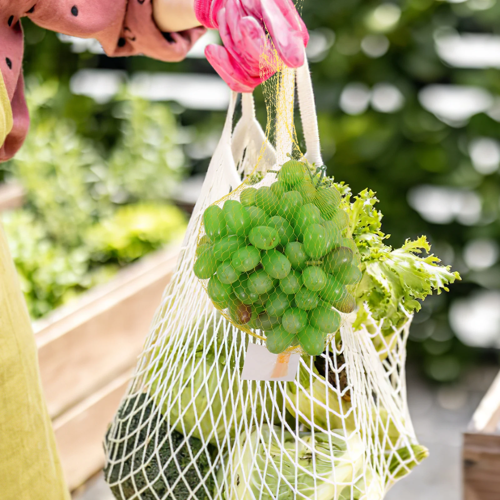 

100pcs Fruit Vegetable Mesh Bag Storage Containers Reusable Grocery Net Lightweight Portable Foldable for Refrigerator