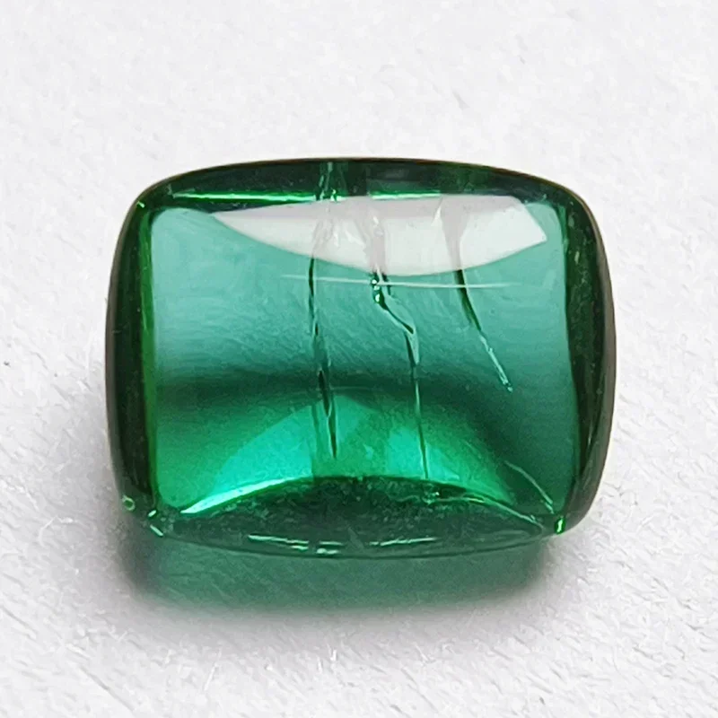 

Lab Grown Zambian Emeralds Smooth Surface Hydrothermal Rectangle Cushion with Cracks Inclusions Selectable AGL Certificate