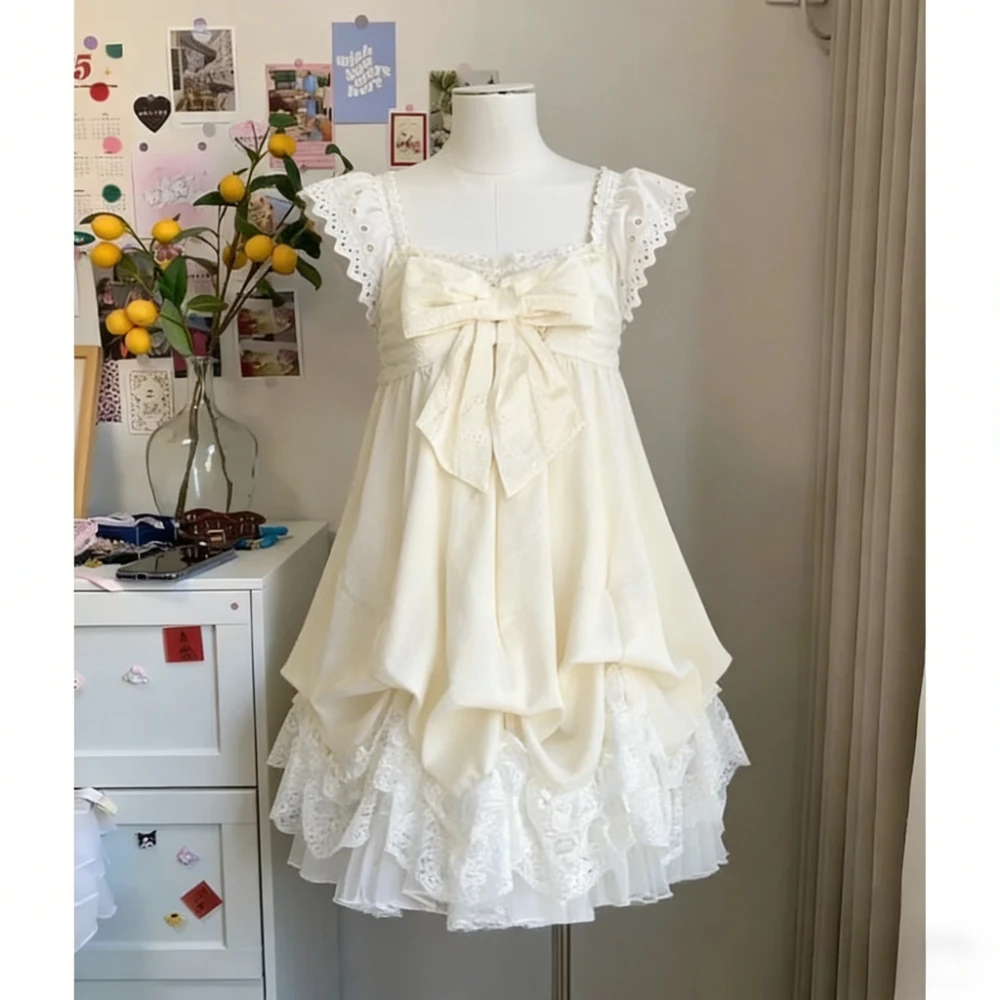 2026 Summer Beach Vintage Lace Strap Dress Women Even Party Clothing Casual Sexy Beach Style Dress Korean Fashion Chic Outfits - Image 4