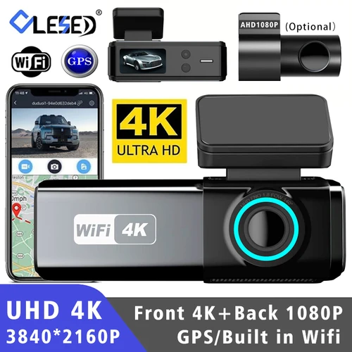 車 DVR 4K 3840*2160P WIFI GPS ダッシュカム ミニカメラ フロントおよびリア デュアルレンズ ダッシュカム ブラックボックス ビデオ ドライブ レコーダー ナイトビジョン