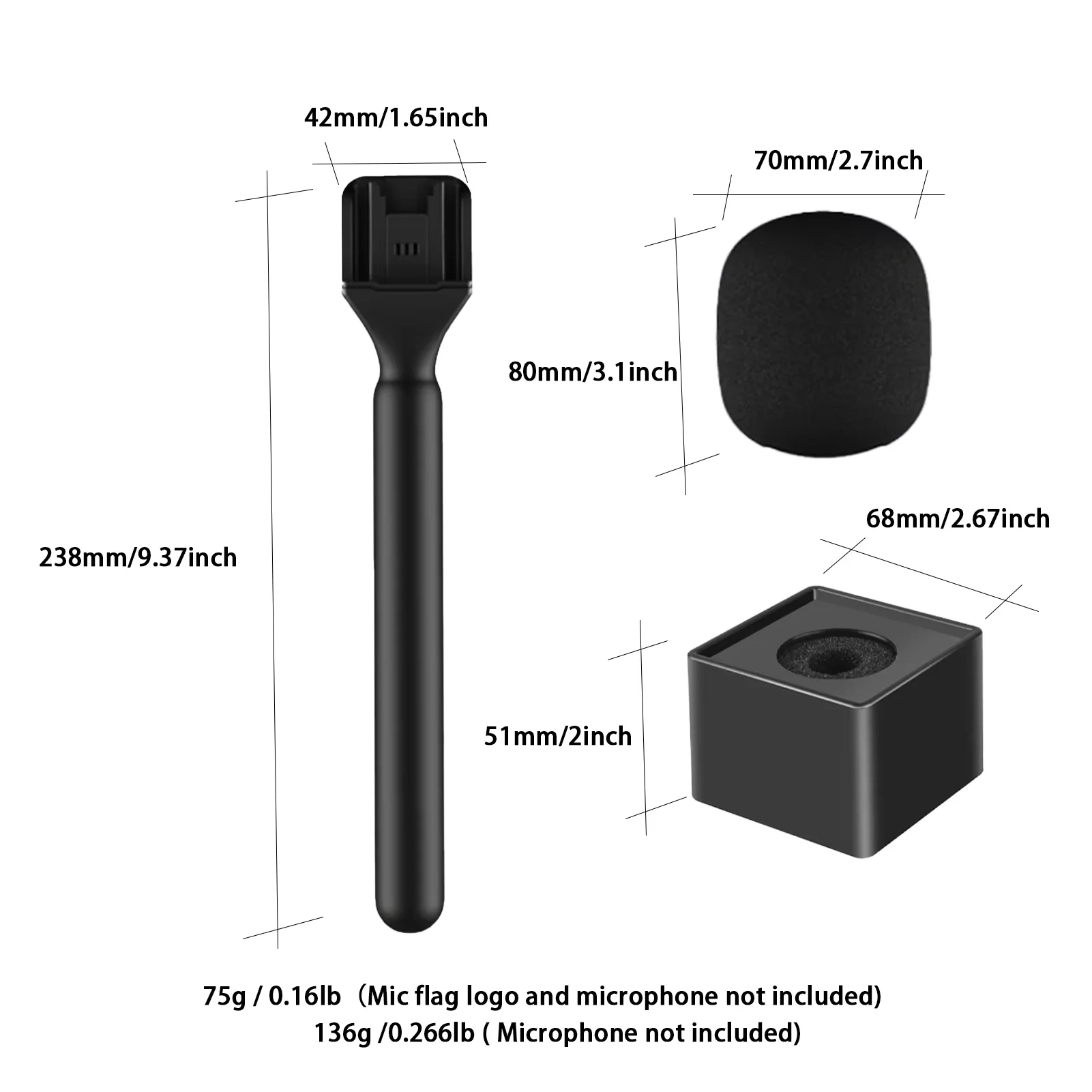 Mango de micrófono Lavalier inalámbrico para micrófono GO inalámbrico DJI Rode con cubierta de pelo a prueba de viento para entrevistas Vlog en vivo de vídeo Tiktok