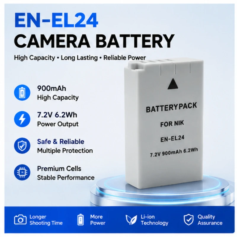 

900mAh Capacity Suitable for Nikon EN-EL24 Camera Battery Suitable for 1J5 1J5 Camera Lithium Long Range Digital Battery