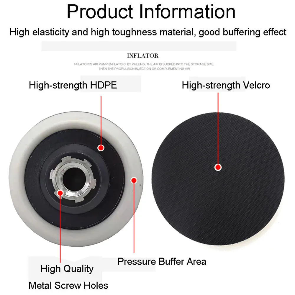 CDWTS1/2/3/5 inch Soft Edge Backing Plate for Rotary Polisher 25mm-125mm Hook & Loop Adhesive Back Plate for Buffing Pads