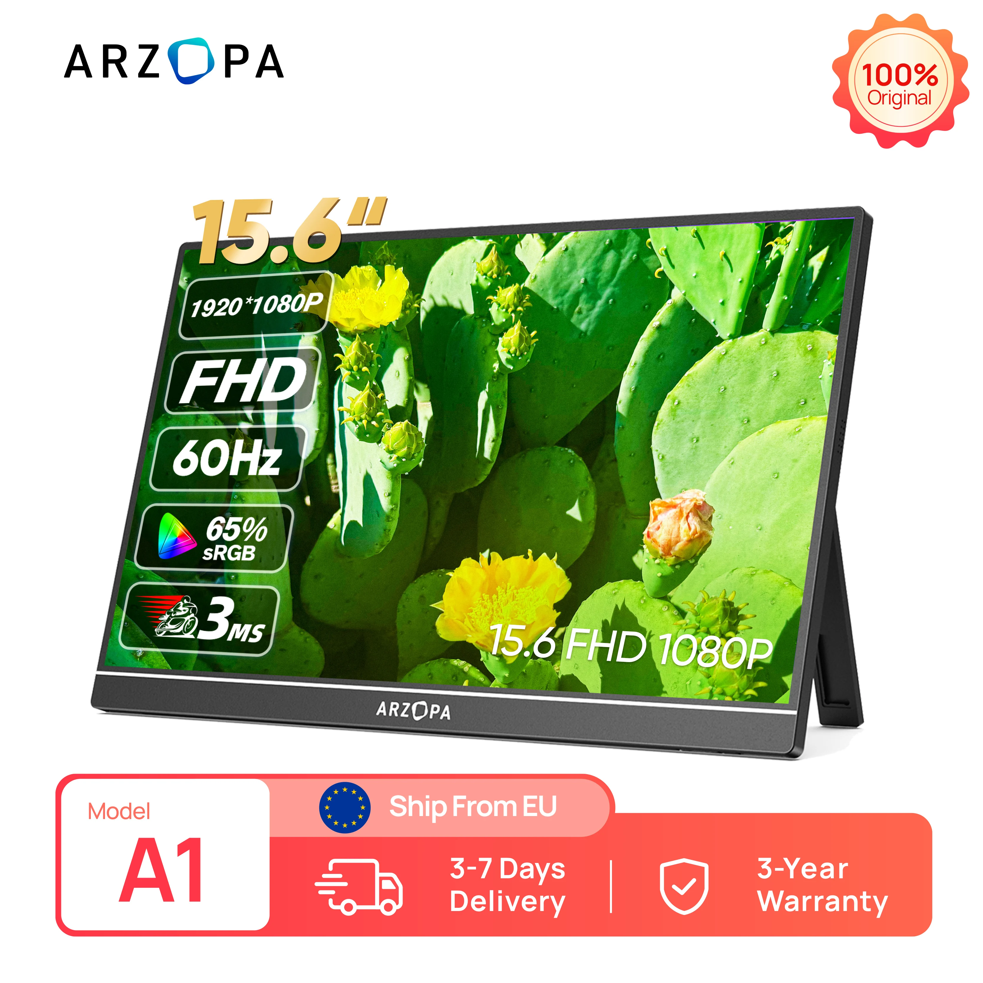 ARZOPA 15.6 pouces 1080P Mini moniteur Portable IPS Gaming externe deuxi�me �cran d'affichage pour PC/MAC/t�l�phone/Xbox/PS A1