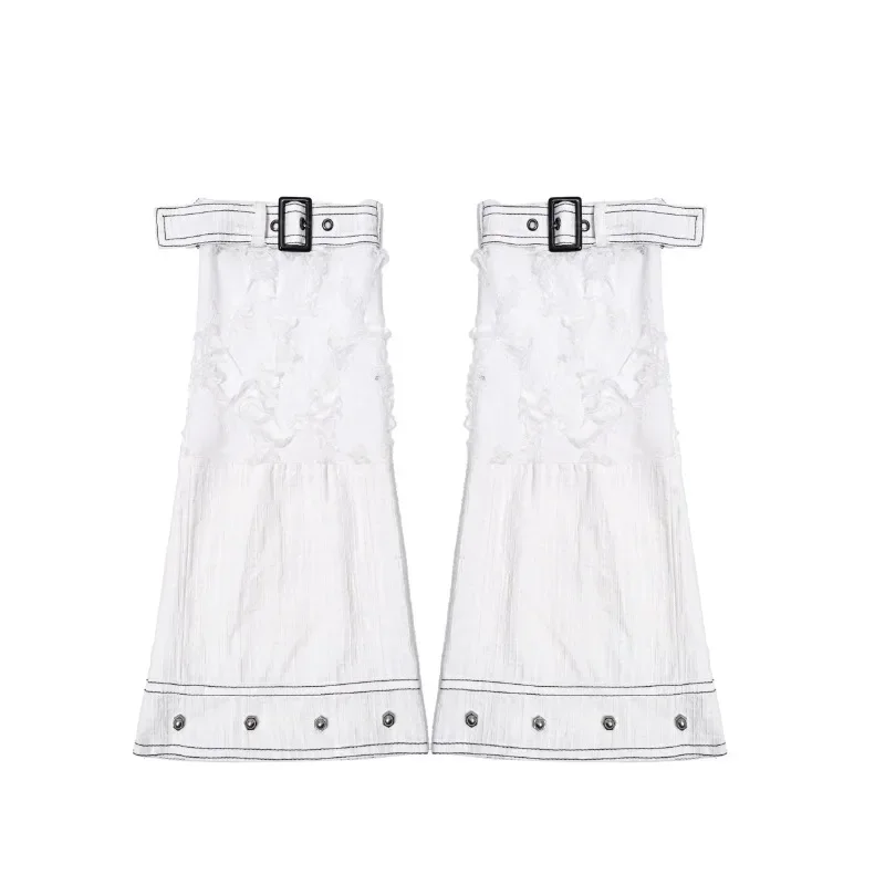 Unique Design Elastic Hole Adjustable Breasted Leg-warmer Foot Sock Bunching Autumn White Color Leg Warmers Harajuku Women Socks