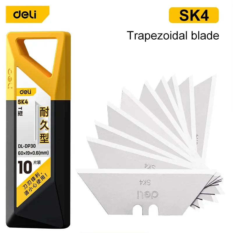 Deli Special Knife Blades Steel Material Utility Knife Trapezoid Blades Replacement DIY Art Craft Cutter Tool Blades 10/30/50Pcs