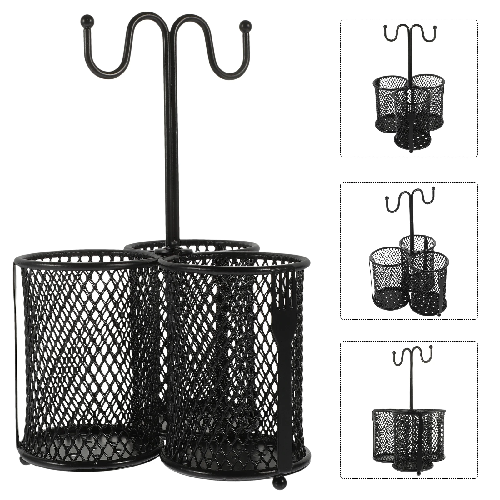 

Cutlery Rack Storage Serving Utensils Spoons Silverware Wrought Iron Countertop Holder