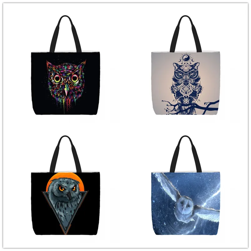 

Halloween Owl Flight Customize Tote Bag Printed Traveling Shoulder Bags Eco Reusable Shopping Bags For Women with Print