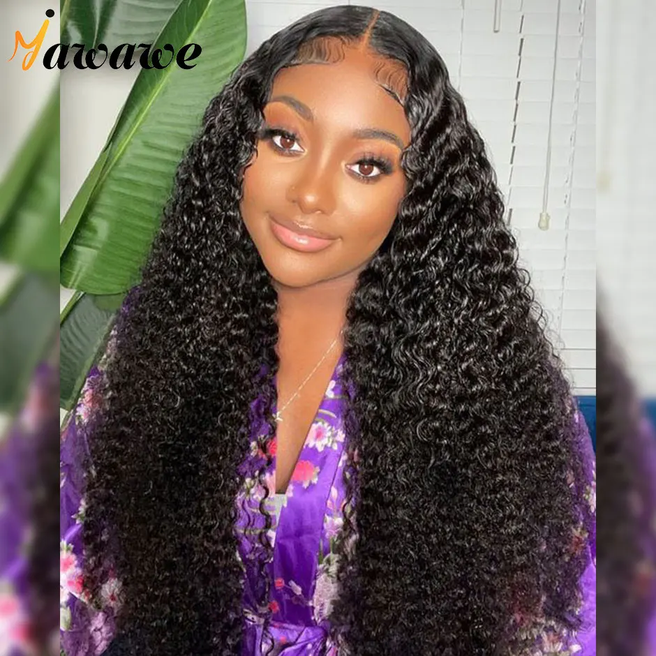 

YAWAWE preplucked Glueless Wig Human Hair Ready To Wear Kinky Curly Pre-plucked Lace Frontal Wigs For Women Curly HD Lace Wigs