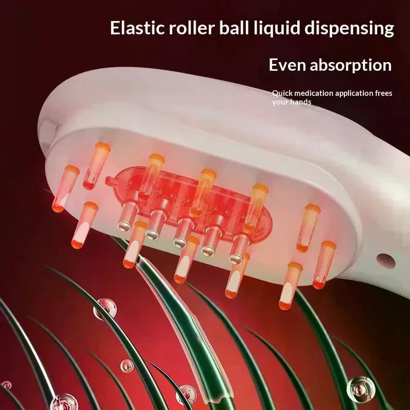 Electric Hair Growth Massage Comb With Hair Oil Dispenser Red Blue Light Therapy High Frequency Vibration Scalp Massager