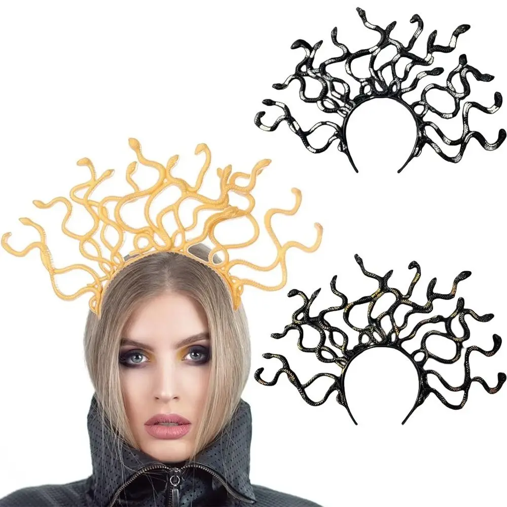 New Horror Halloween headband Realistic Nonslip Snake Hair Hoop Stage Performances Headwear Cosplay Costume Prop Party Supplies