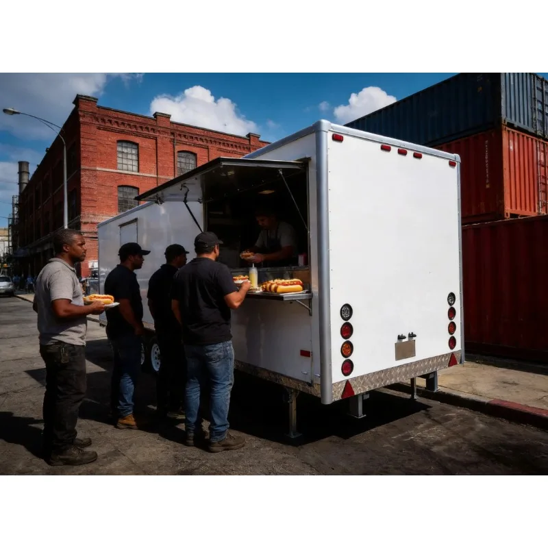 Towable Mobile Catering Food Trailer Fully Equipped Stainless Steel Commercial Kitchen Food Truck