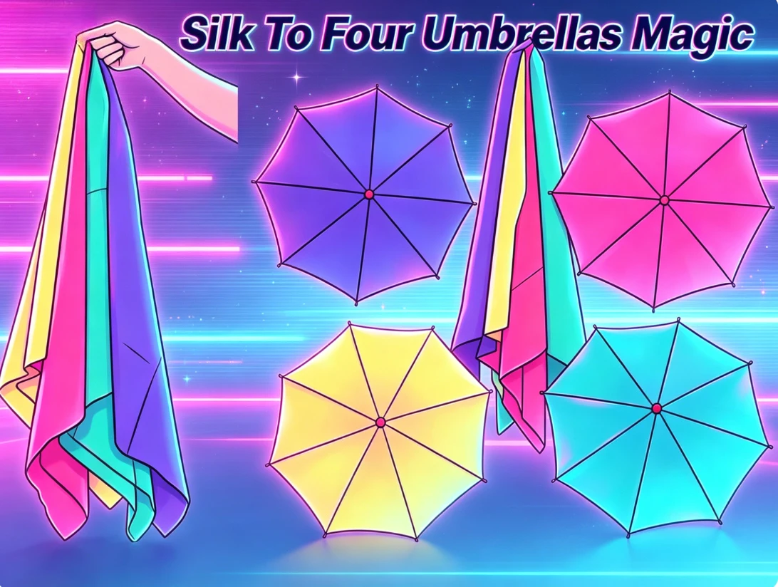 silk-to-four-umbrellas-scarves-magia-magician-gimmick-stage-illusion-magic-prop-funny-mentalism-classic-magica-magic-tricks