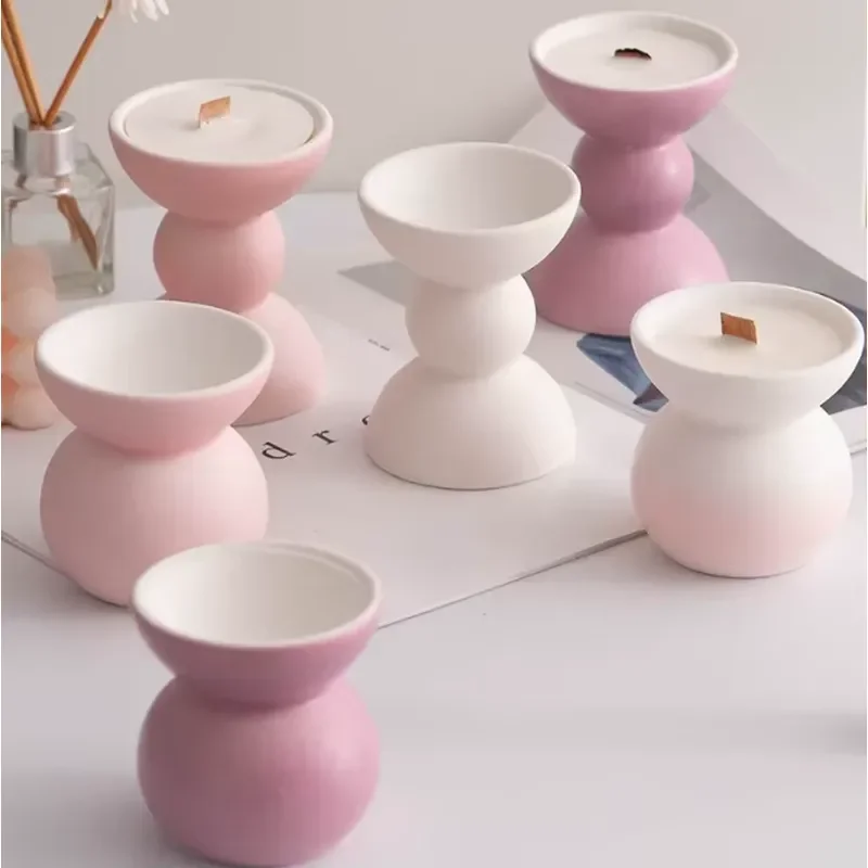Pink Candle Stand Ceramic Romantic Candlelight Dinner Set Scented Wax Candle Stand