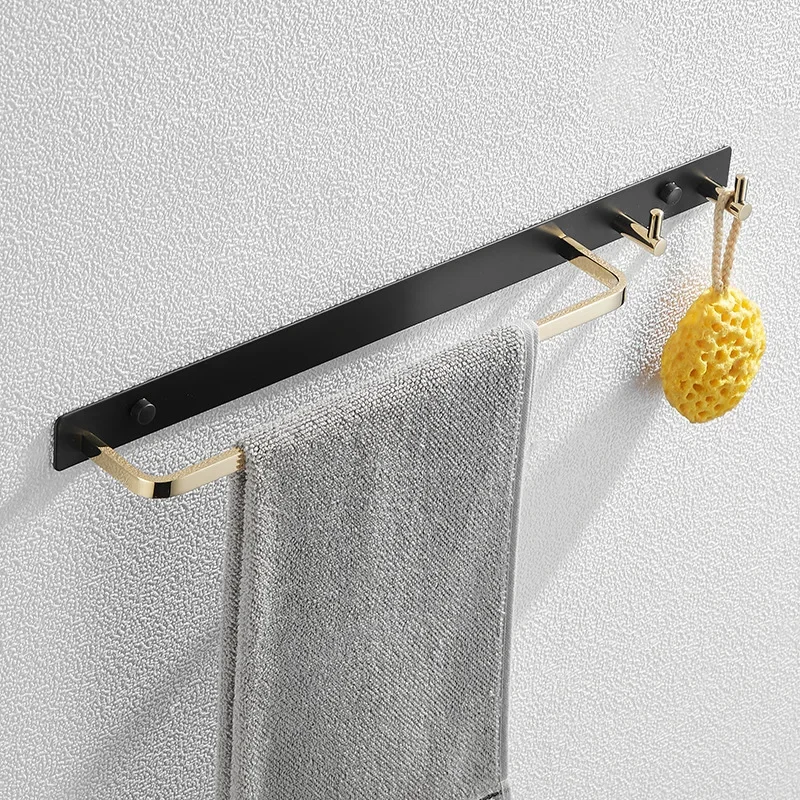 Bathroom non-perforated rack, toilet black goldhook, toilet bat holder, shelf rail hook