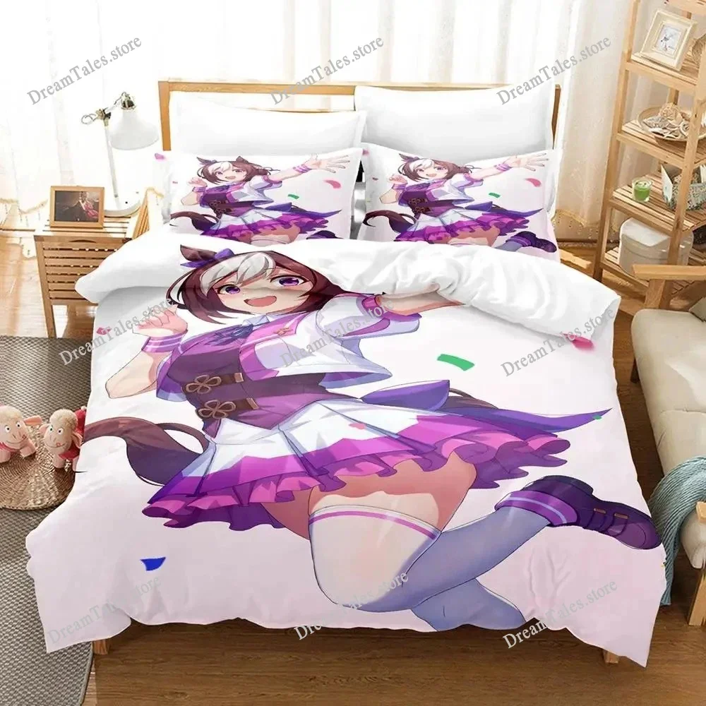Home Textile Cartoons Uma Musume Pretty Derby Cover Duvet Cover Pillow Case Boy Girl Polyester Bedding Set King Queen Twin Size