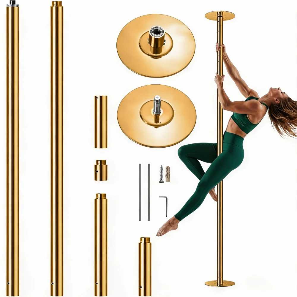 Professional Heavy-duty Steel Tube Dance Pole Set. Height Adjustable, Detachable, Dual-mode Rotation/fixed, Stable and Reliable Structure, Excellent Load-bearing Capacity. Portable Dance Equipment Suitable for Home, Studio, Gym, and Stage Performances.