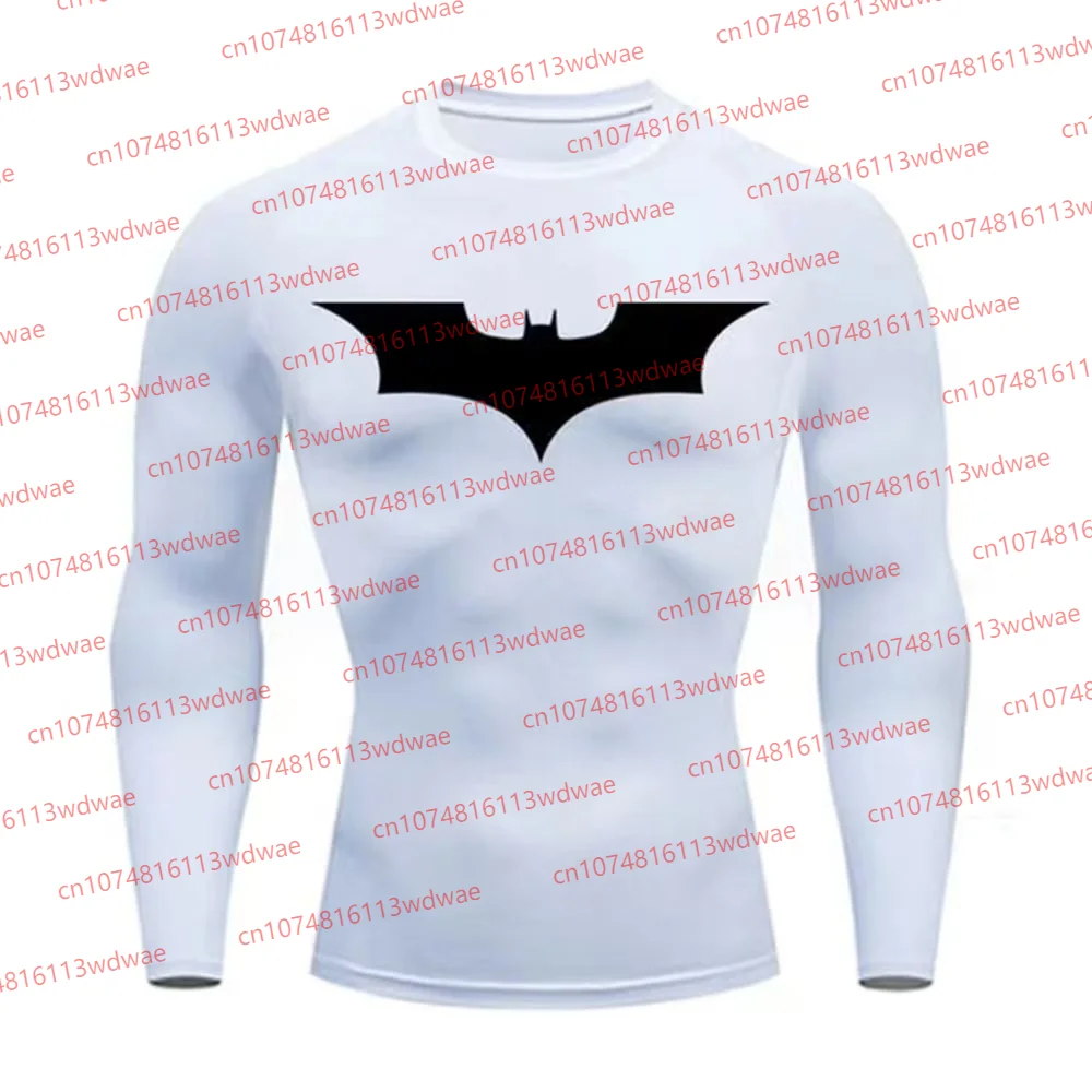 Batman Men's Skinny T-Shirt Jogger Sports Quick-Drying Long Sleeves Justice League Anime Fitness Jersey Batman Gym Tee