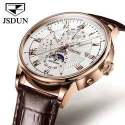 JSDUN – montre-bracelet mécanique de luxe pour hommes, étanche, Sport, Business, Phase lunaire