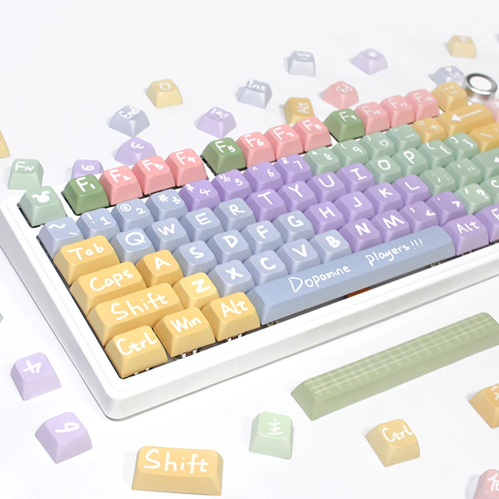 133 Keys XDA Profile Dopamine Theme Keycaps PBT Dye Sublimation Customized Key Caps For Gaming Mechanical Keyboard MX Switches