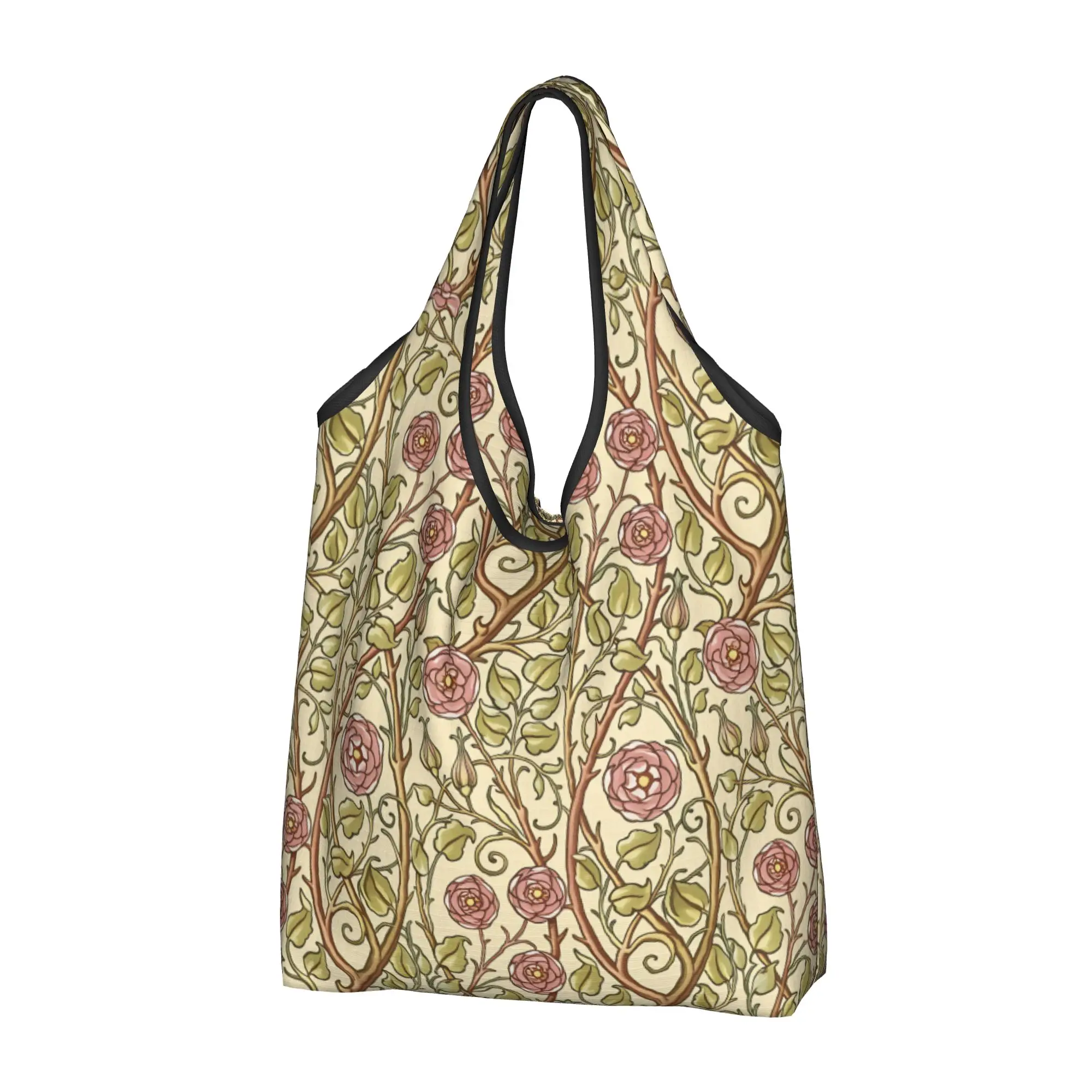 Kawaii Printed William Morris Briar Rose Trianon Cream  Shopping Tote Bag Portable Shopper Shoulder  Handbag