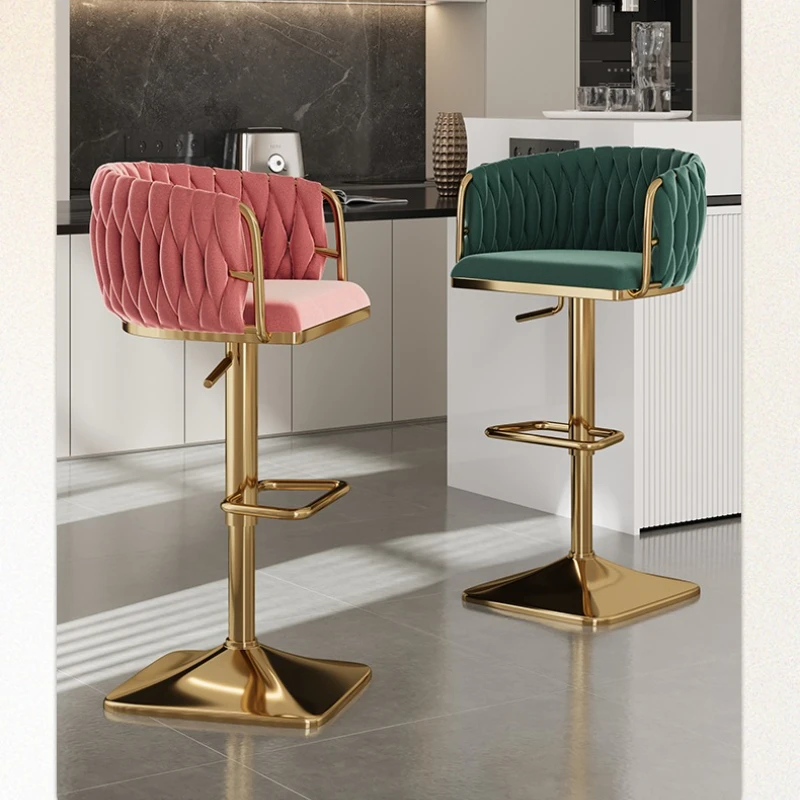 كراسي بار، كراسي مجوهرات فاخرة خفيفة، أمين الصندوق للمكتب الأمامي، مقاعد عالية الأرجل، مساند ظهر بار، كراسي جزيرة شهيرة على الإنترنت #6