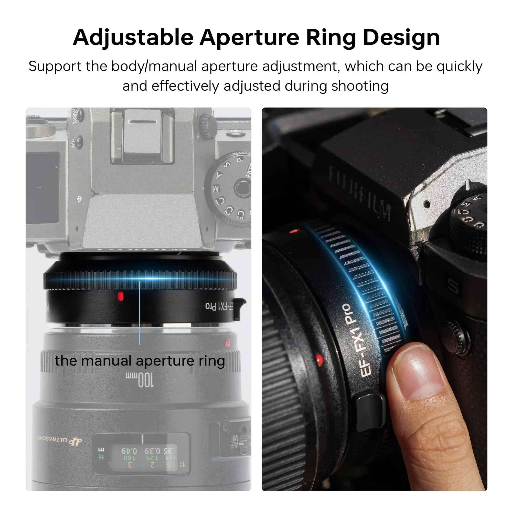 Viltrox EF-FX PRO EF-FX1 PRO EF-FX2 PRO Lens Adapter Built-in Manual Aperture Adjustment for Canon EF/EF-S lens to Fuji X-mount