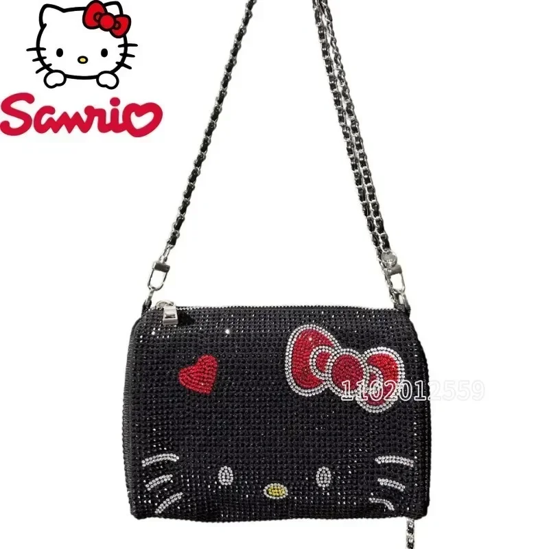 Hello Kitty New Women\'s Shoulder Bag Luxury Brand with Diamond Fashion Women\'s Shoulder Slant Bag Cartoon Cute Mini Women\'s Bag