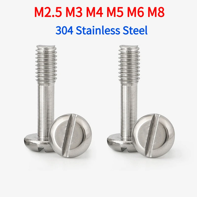 Vis de verrouillage à tête cylindrique fendue en acier inoxydable 304 M2.5 M3 M4 M5 M6 M8, boulon à tête cylindrique fendue à moitié filetée GB837