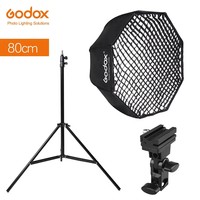 Godox 80cm Octagon Umbrella Softbox Light stand umbrella Hot Shoe Bracket Kit for Canon Nikon Godox Yongnuo Flash Speedlight