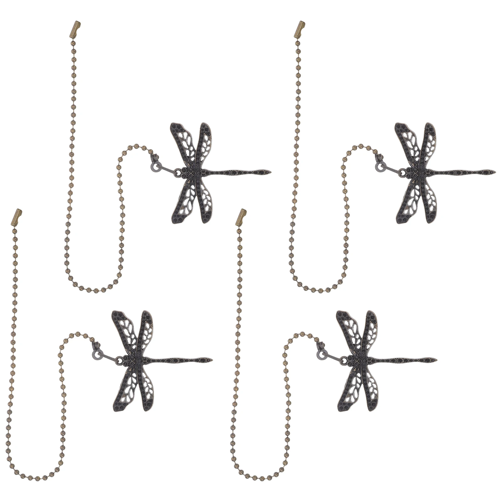 

4Pcs Vintage Ceiling Fan Pull Chain Extensions 14.34inch Dragonfly Ornament Beaded Alloy Pendant for Ceiling Light Switch Lamp