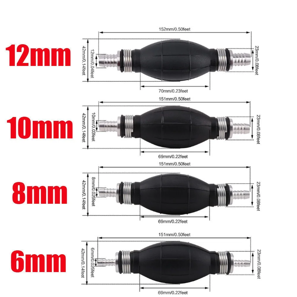 Universal Fuel Pump Rubber Manual Liquid oil Transfer Pump Petrol Diesel Hand Primer Bulb for Car Marine Outboard 6/8/10/12mm