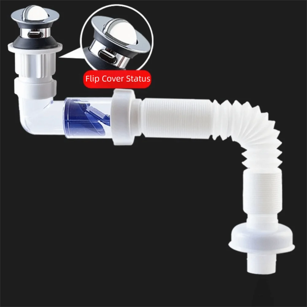 Flip-Top Waschbecken Abfluss Anti Verstopfung Einziehbare Kreuz Abfluss Fallrohr Anti-Geruch Flexible Abflussrohr Küche Bad Zubehör