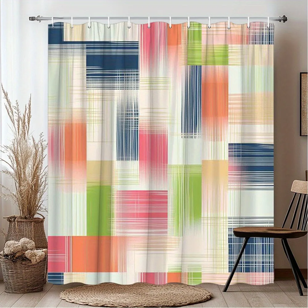 

Абстрактная прямоугольная занавеска для душа с акварельным узором, моющаяся грязеотталкивающая насадка для душа, водонепроницаемая полиэстеровая занавеска для ванны