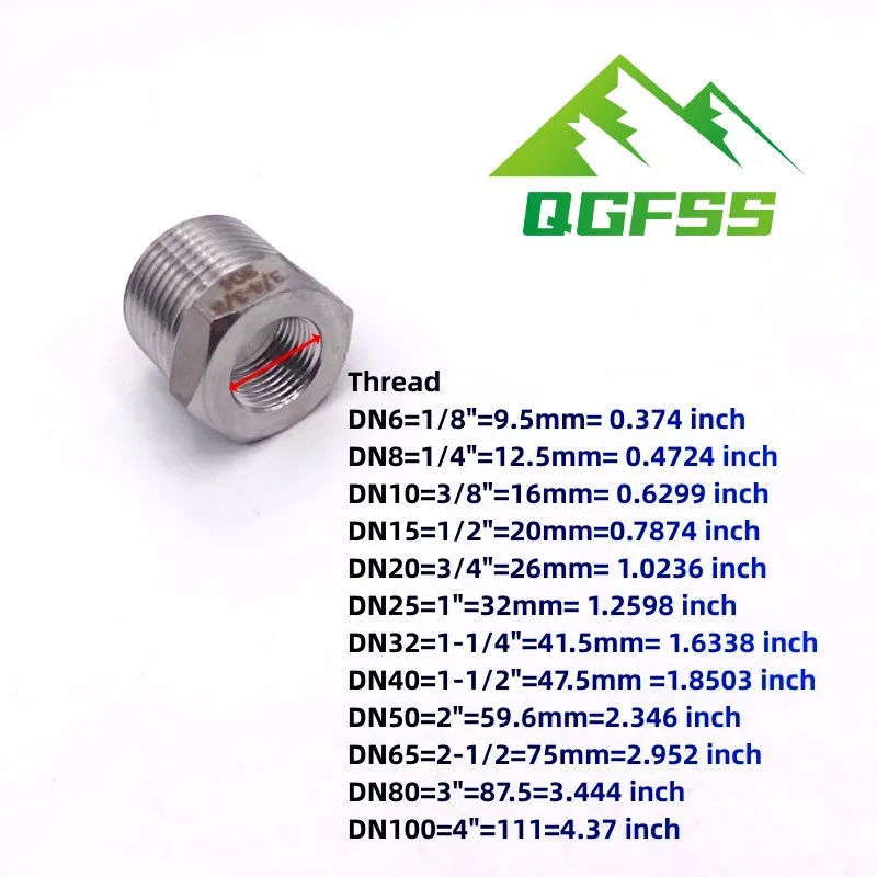 Tuleja reduktora serca tonizująca 1/8 "1/4" 3/8 "1/2" BSP męski/gwint żeński SS304 przewody rurowe ze stali nierdzewnej do wody gazowej